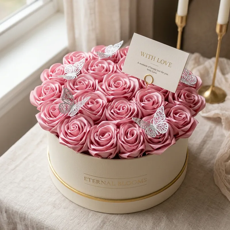 Rosas y flores eternas premium en caja